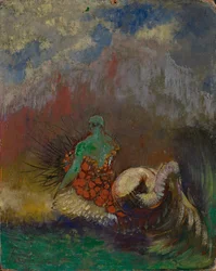 Siren, ca 1900 (olja och guldpulver på träfiberskiva)